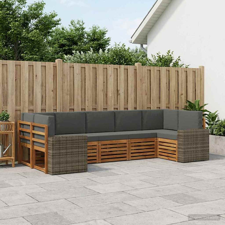Udendørs sofagruppe 7 stk. Naturlig og Antracit Polyester
