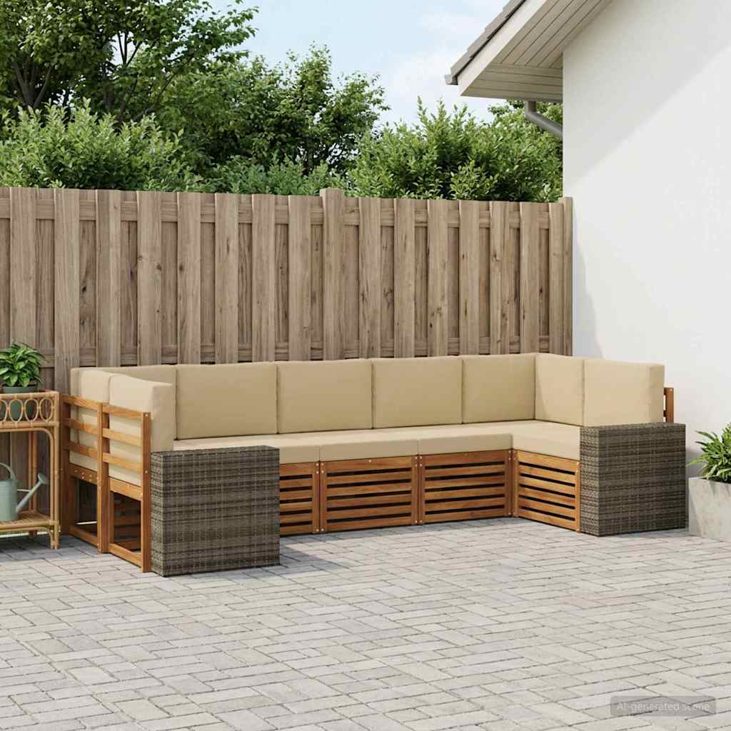 Udendørs sofagruppe 7 stk. Naturlig og Beige Polyester