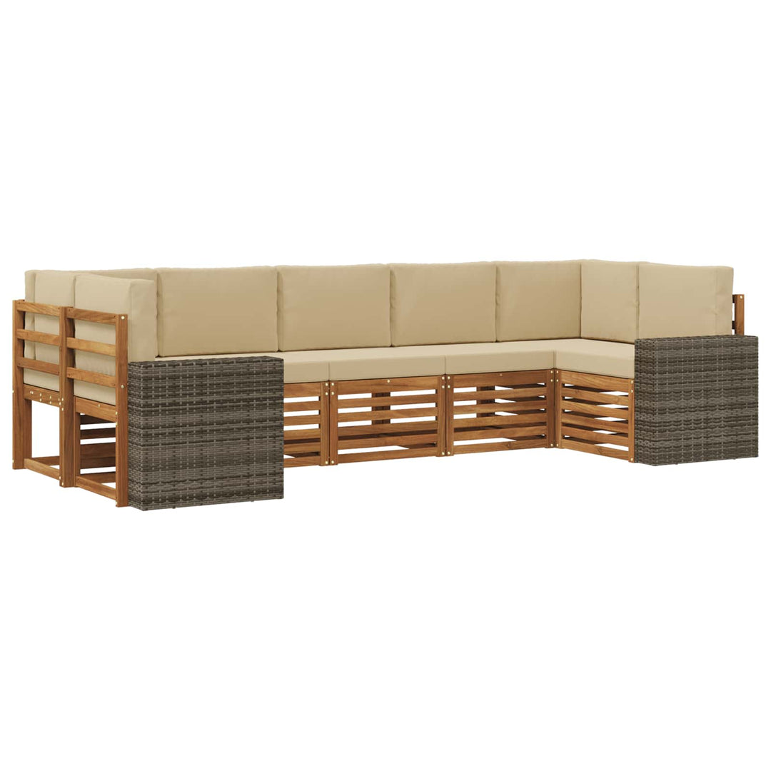 Udendørs sofagruppe 7 stk. Naturlig og Beige Polyester