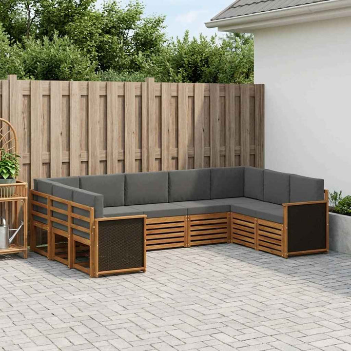 Udendørs sofagruppe 7 stk. Naturlig og Antracit