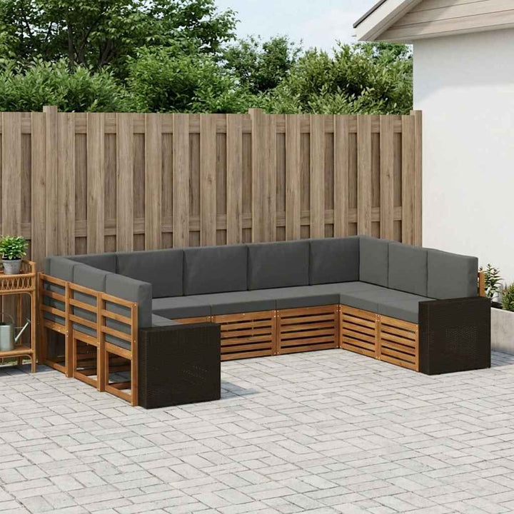 Udendørs sofagruppe 9 stk. Naturlig og Antracit Polyester