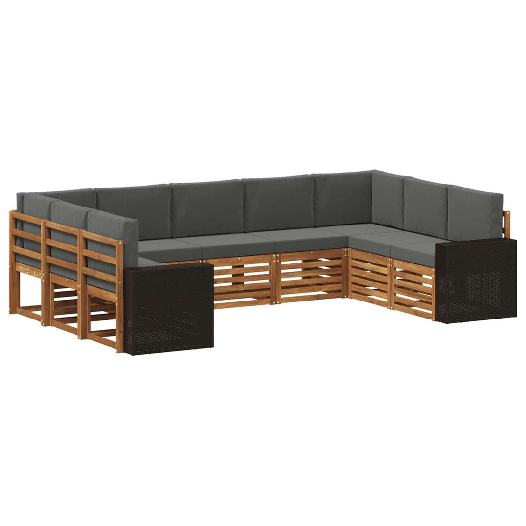 Udendørs sofagruppe 9 stk. Naturlig og Antracit Polyester