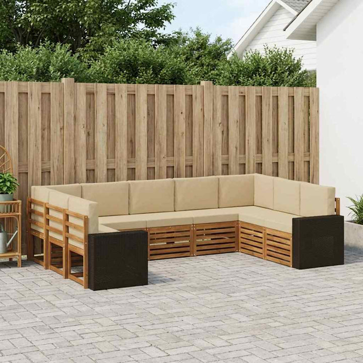Udendørs sofagruppe 9 stk. Naturlig og Beige Polyester