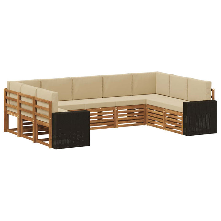 Udendørs sofagruppe 9 stk. Naturlig og Beige Polyester
