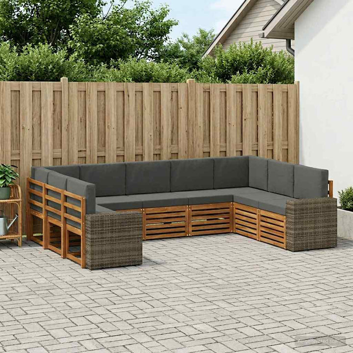 Udendørs sofagruppe 9 stk. Naturlig og Antracit Polyester