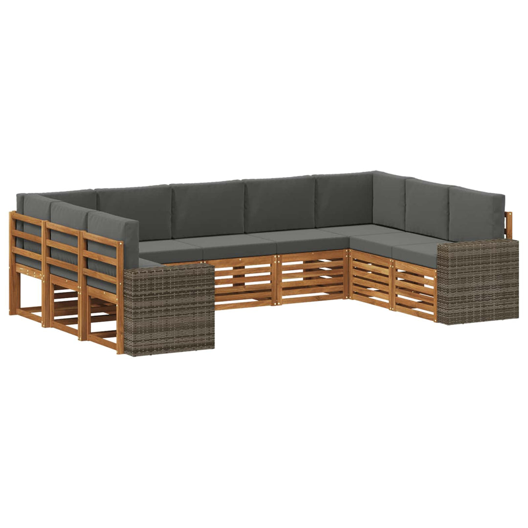Udendørs sofagruppe 9 stk. Naturlig og Antracit Polyester