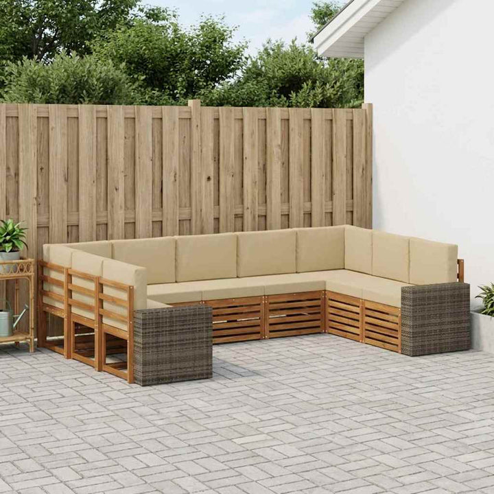 Udendørs sofagruppe 9 stk. Naturlig og Beige Polyester