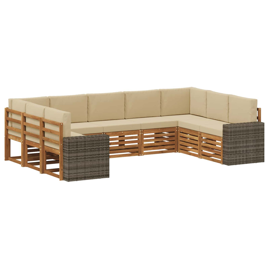 Udendørs sofagruppe 9 stk. Naturlig og Beige Polyester