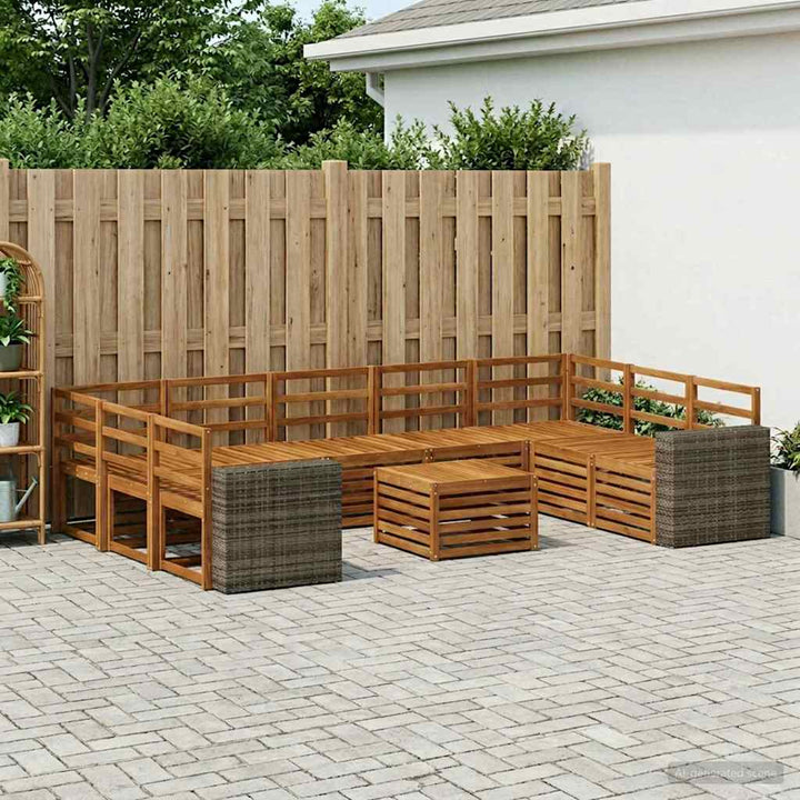 Sofasæt 10 pcs Naturfarvet Massivt Akacietræ