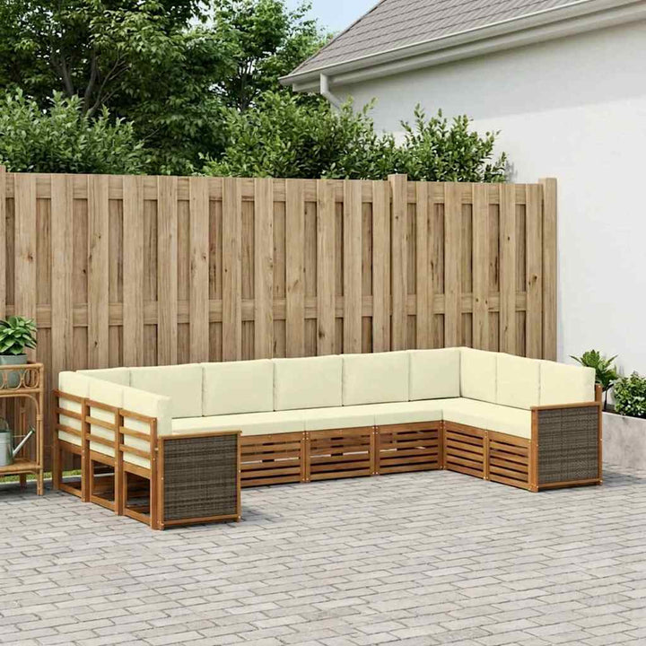 Sektionalsofa sæt med pude 7 pcs Naturlig og Fløde