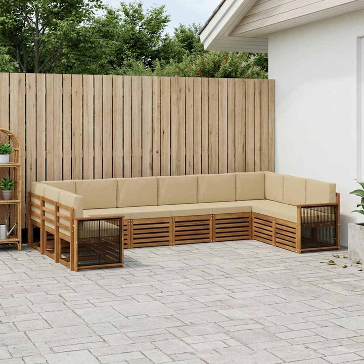 Sektionalsofa sæt 7 pcs Naturfarvet Soli Akacietræ og polyester
