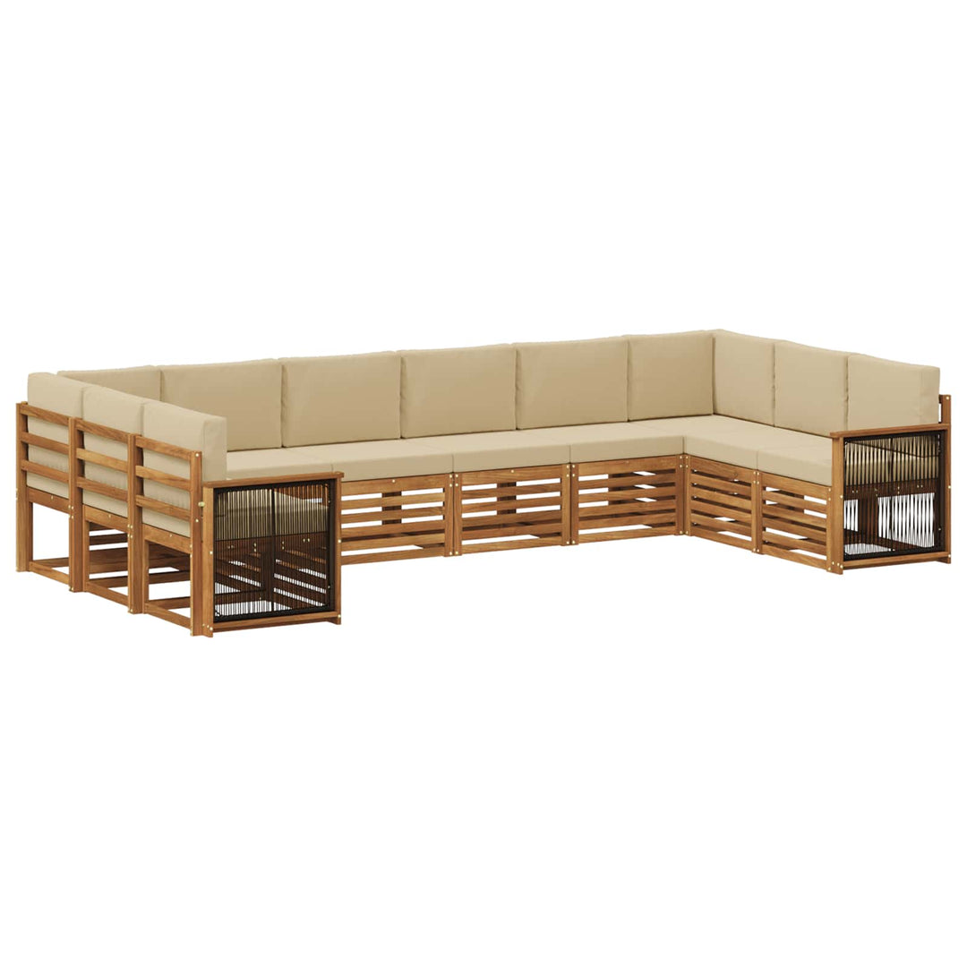 Sektionalsofa sæt 7 pcs Naturfarvet Soli Akacietræ og polyester