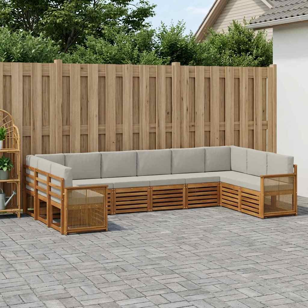 Sektionalsofa sæt med pude 7 pcs Naturfarvet og lysegrå