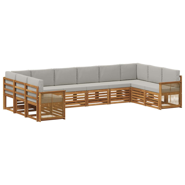 Sektionalsofa sæt med pude 7 pcs Naturfarvet og lysegrå