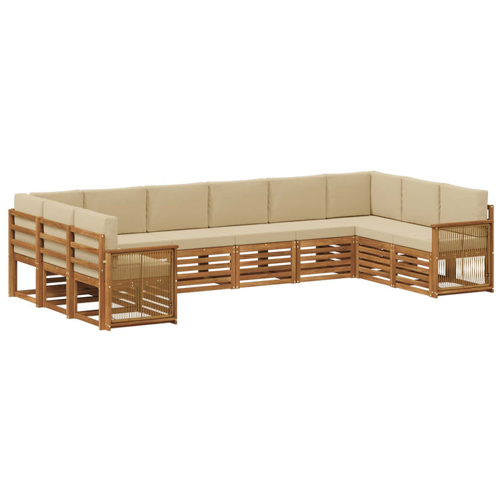 Sektionalsofa sæt 7 pcs Naturfarvet Soli Akacietræ og polyester