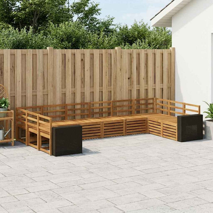 Sektionalsofa sæt 10 pcs Naturfarvet Massivt Akacietræ