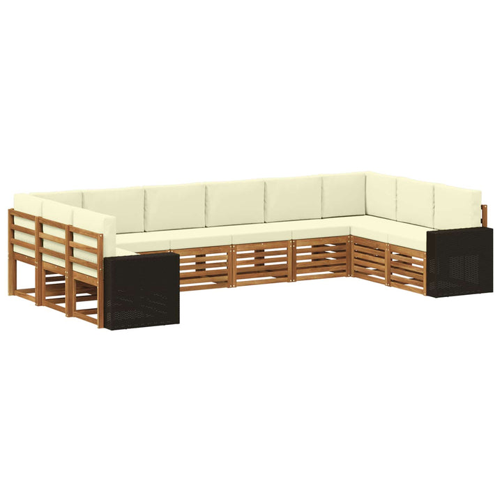 Udendørs sofagruppe 10 pcs Naturlig og Fløde Polyester