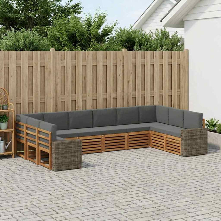 Udendørs sofagruppe 10 pcs Naturlig og Antracit Polyester