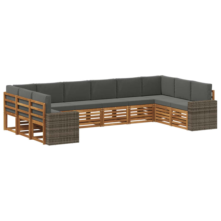 Udendørs sofagruppe 10 pcs Naturlig og Antracit Polyester