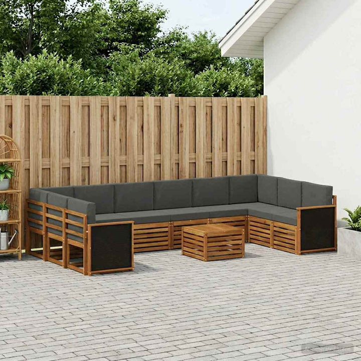 Udendørs sofagruppe med pude 8 pcs Naturlig og Antracit