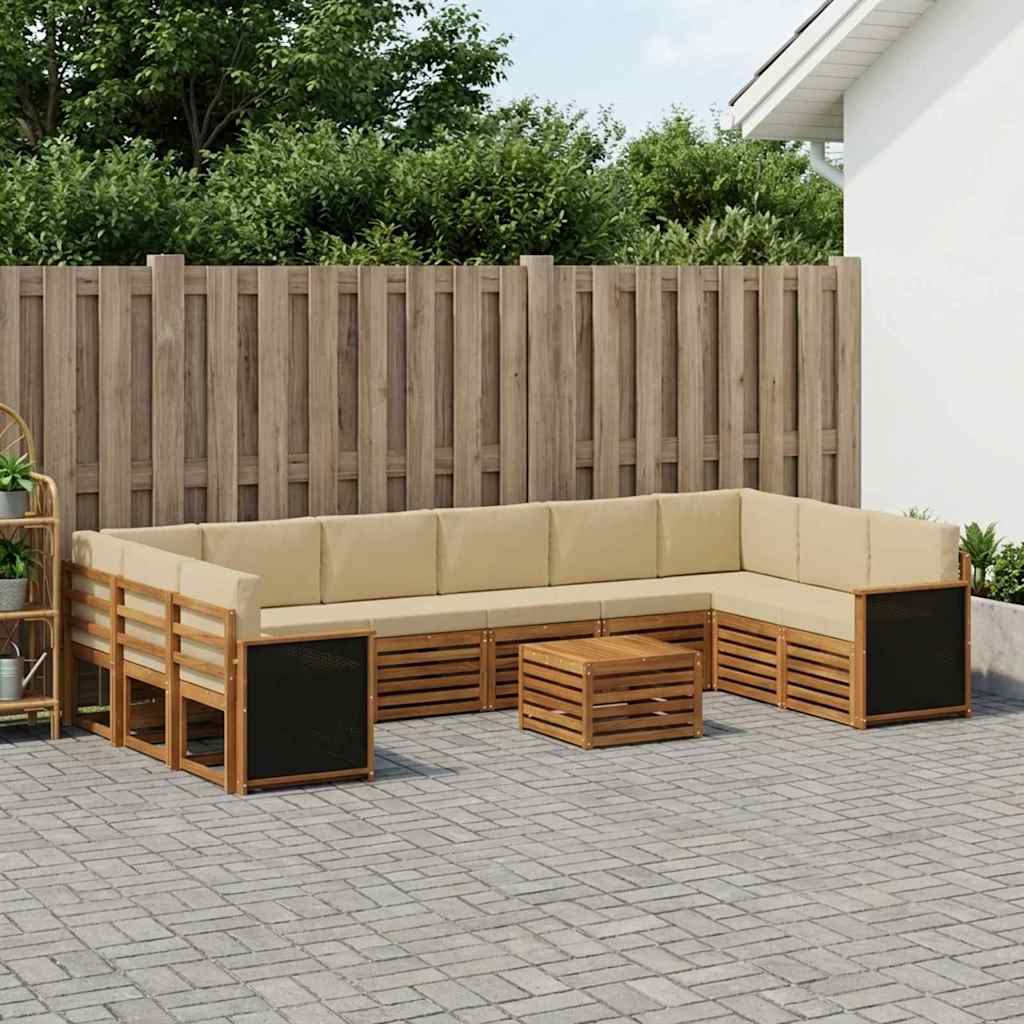 Udendørs sofagruppe med pude 8 pcs Naturfarvet