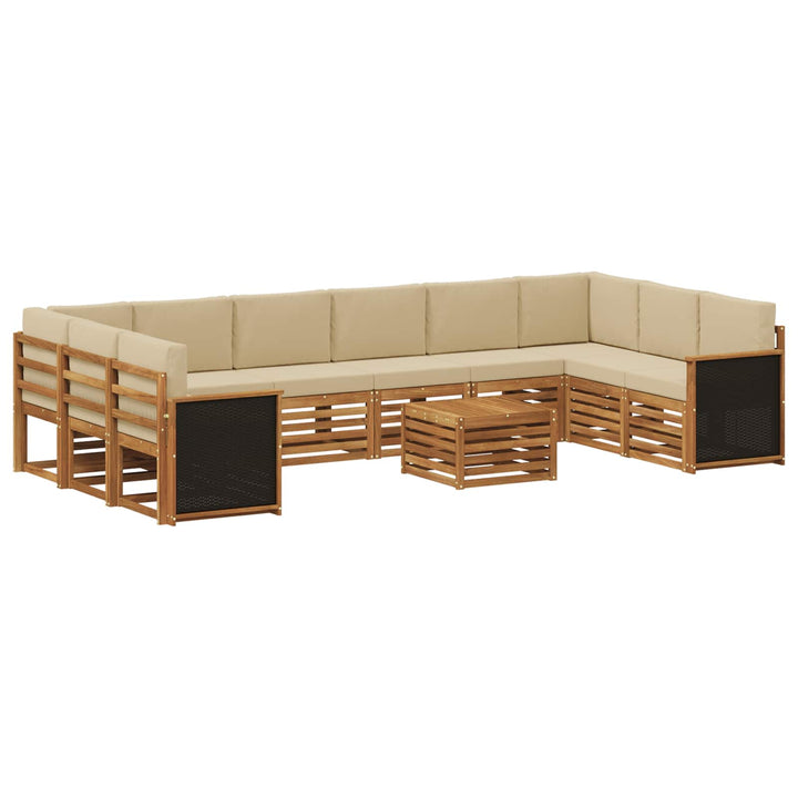 Udendørs sofagruppe med pude 8 pcs Naturfarvet