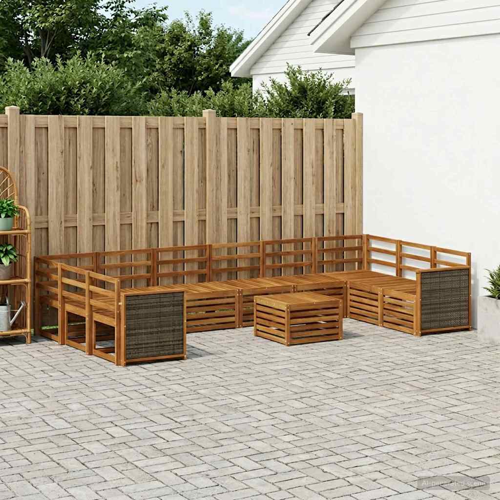 Udendørs sofagruppe 8 pcs Naturfarvet Massivt Akacietræ