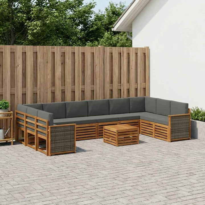 Udendørs sofagruppe med pude 8 pcs Naturlig og Antracit