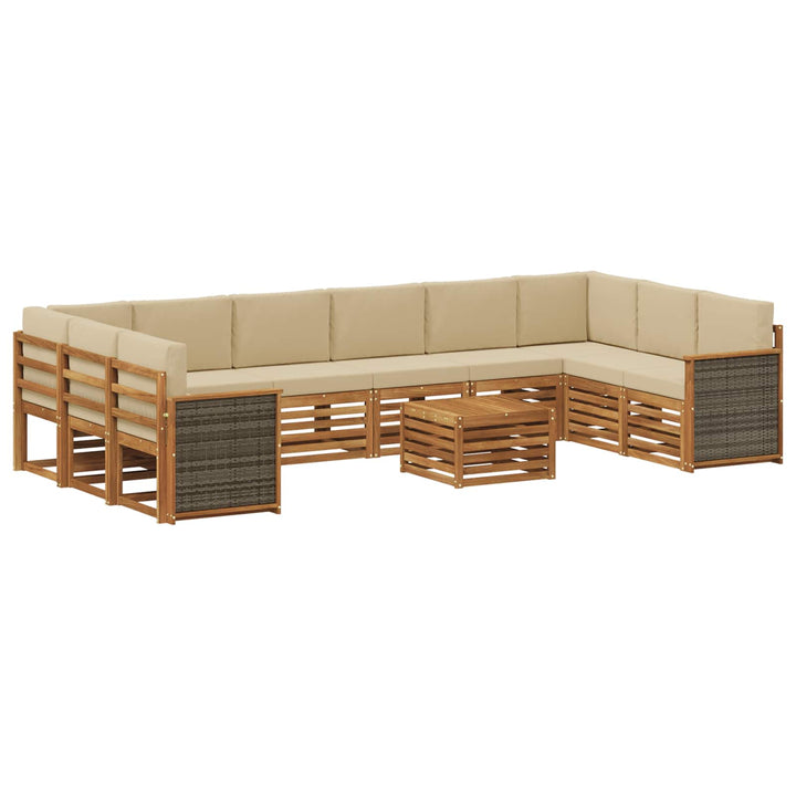 Udendørs sofagruppe med pude 8 pcs Naturfarvet