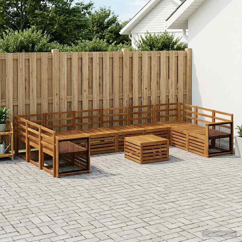 Udendørs sofagruppe 8 pcs Naturfarvet Massivt Akacietræ