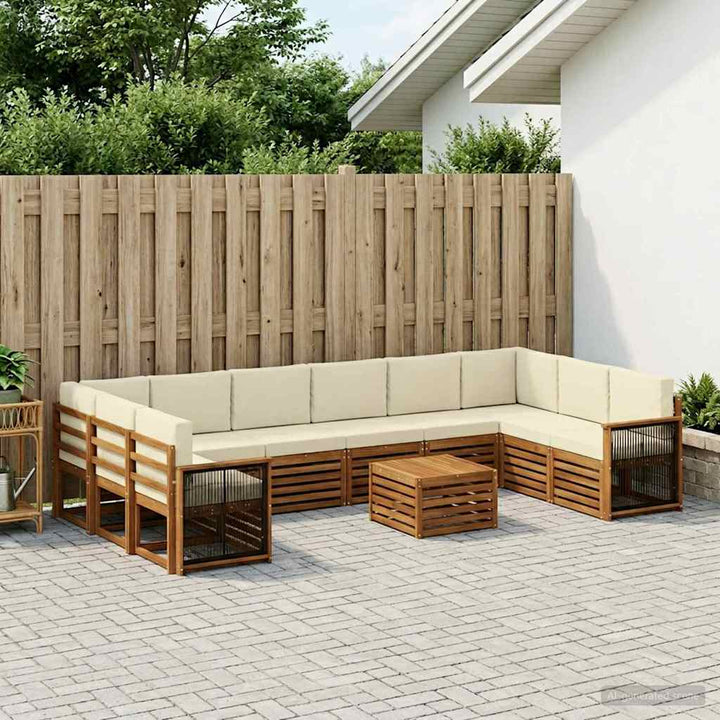 Udendørs sofagruppe med pude 8 pcs Naturlig og Fløde