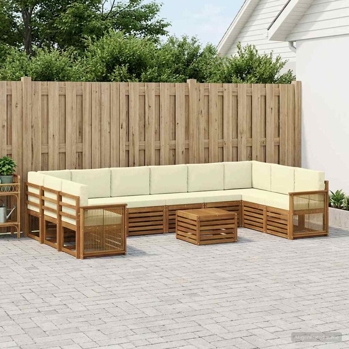 Udendørs sofagruppe med pude 8 pcs Naturlig og Fløde