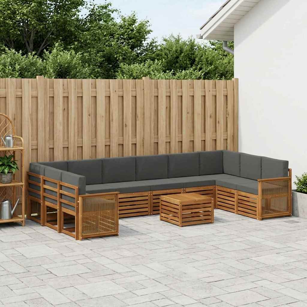 Udendørs sofagruppe med pude 8 pcs Naturlig og Antracit