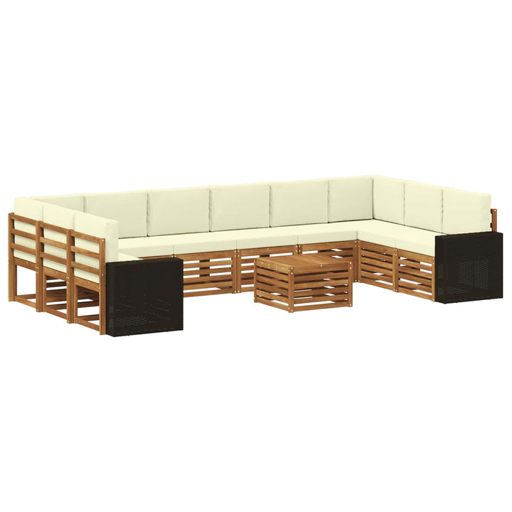 Udendørs sofagruppe med pude 11 pcs Naturlig og Fløde Polyester