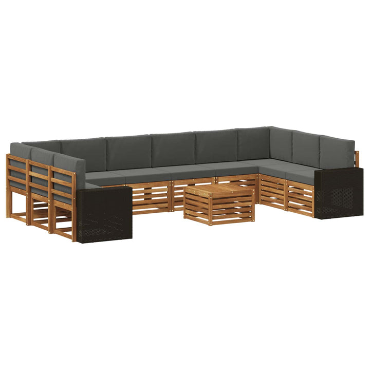 Udendørs sofagruppe 11 pcs Naturlig og Antracit Polyester