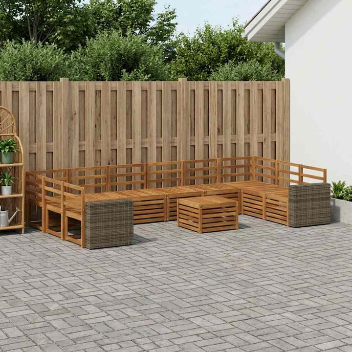 Udendørs sofagruppe 11 pcs Naturfarvet Massivt Akacietræ