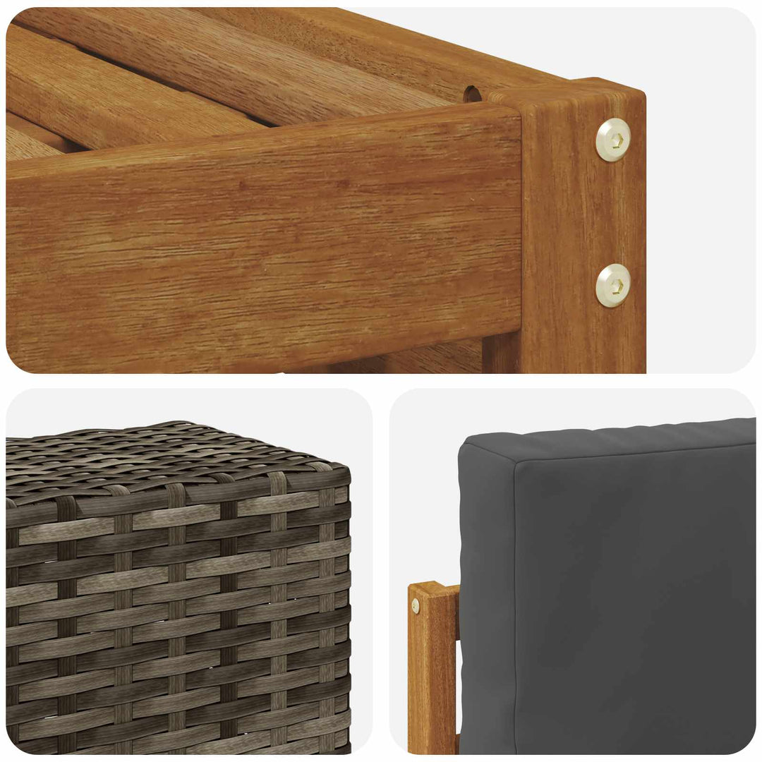 Udendørs sofagruppe 11 pcs Naturlig og Antracit Polyester