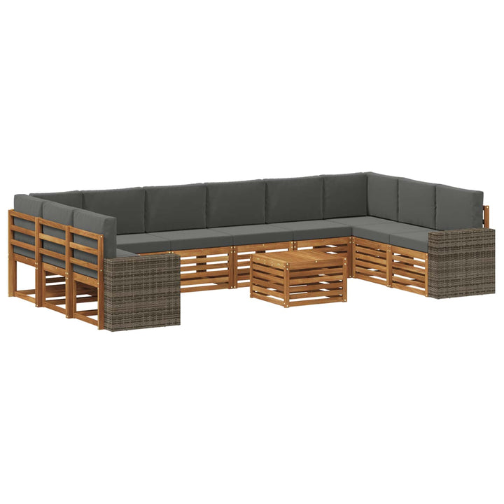Udendørs sofagruppe 11 pcs Naturlig og Antracit Polyester