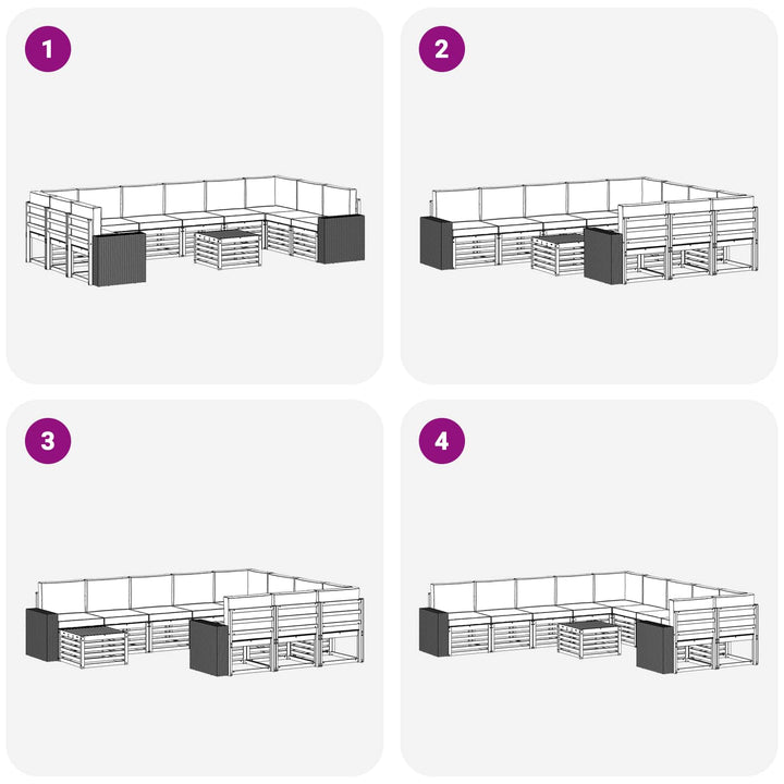 Udendørs sofagruppe 11 pcs Naturlig og Antracit Polyester