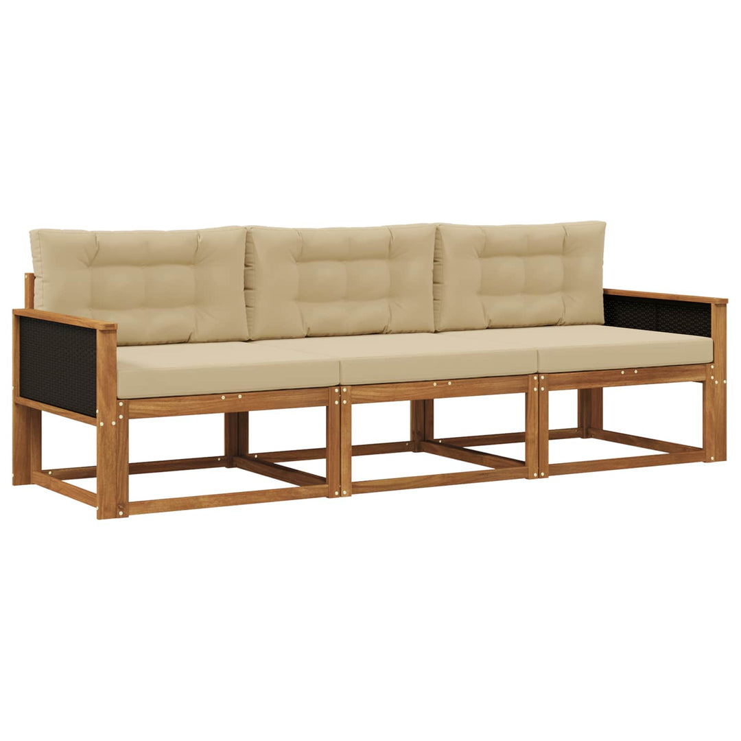 Udendørs sofagruppe med pude 3 pcs Naturlig og Beige