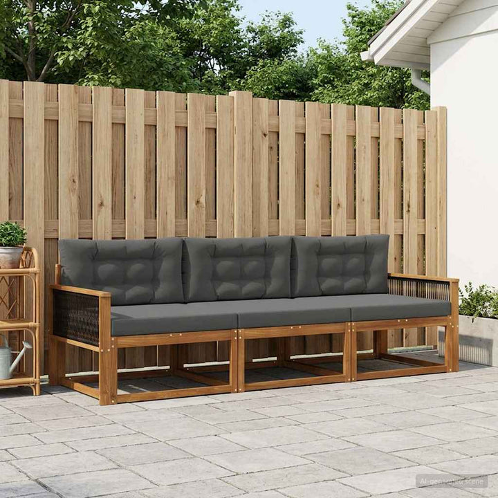 Udendørs sofagruppe med pude 3 pcs Naturlig og Antracit
