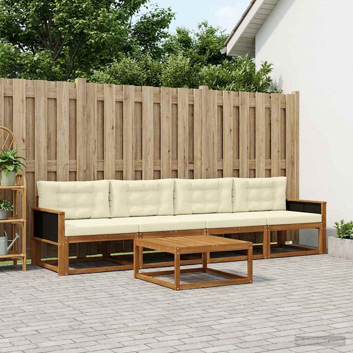 Udendørs sofagruppe med pude 5 pcs Naturlig og Fløde