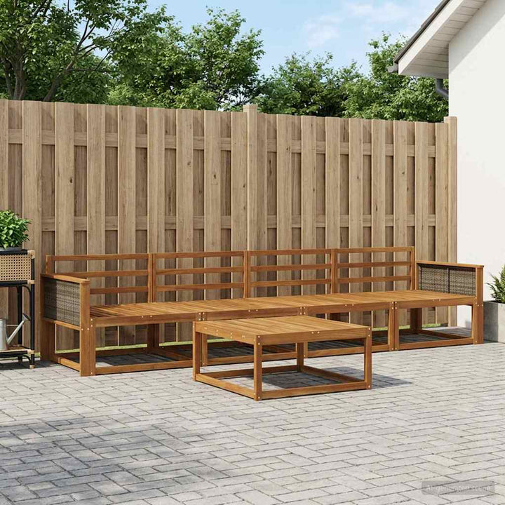 Udendørs sofagruppe 5 pcs Naturfarvet Massivt Akacietræ