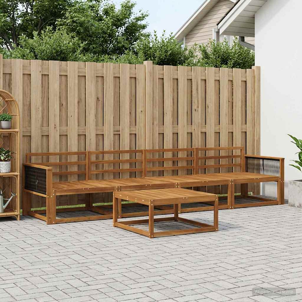 Udendørs sofagruppe 5 pcs Naturfarvet Massivt Akacietræ
