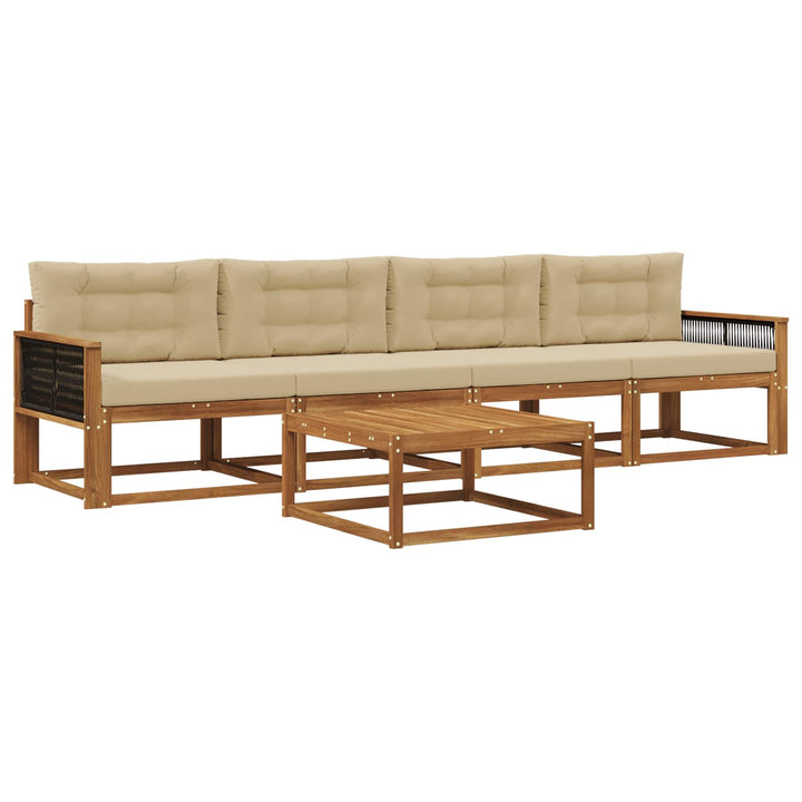 Udendørs sofagruppe med pude 5 pcs Naturlig og Beige