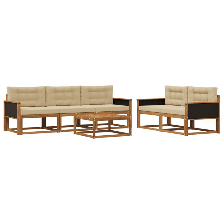 Udendørs sofagruppe med pude 6 pcs Naturlig og Beige