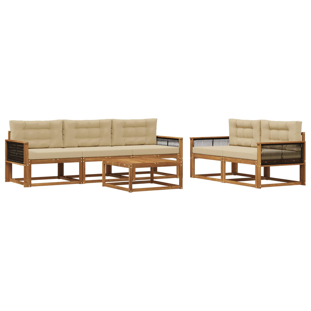 Udendørs sofagruppe med pude 6 pcs Naturlig og Beige