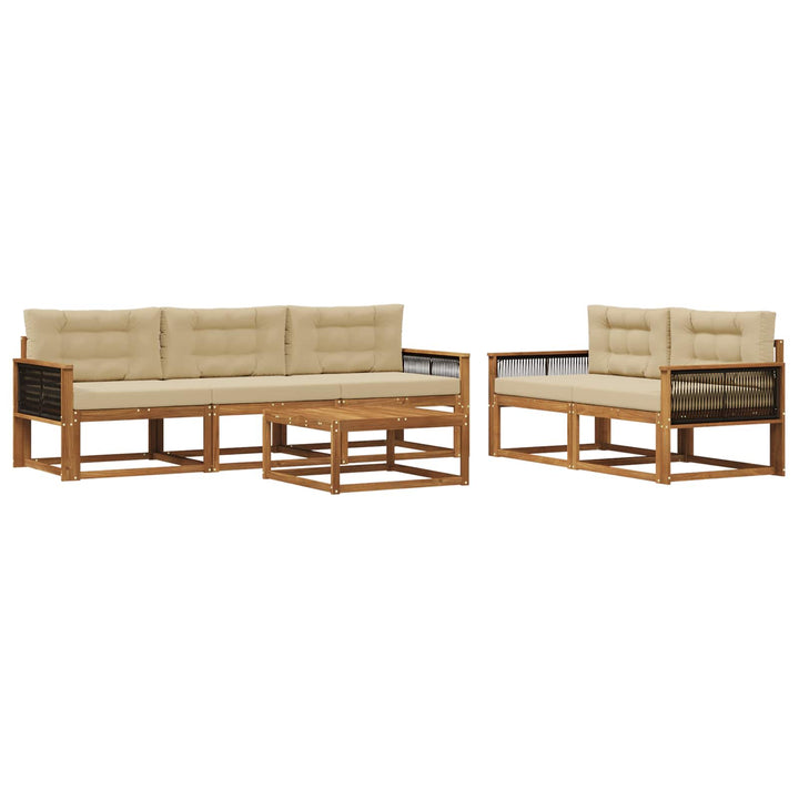 Udendørs sofagruppe med pude 6 pcs Naturlig og Beige