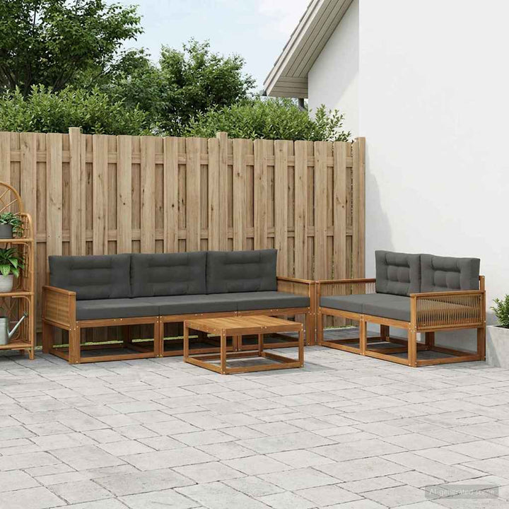 Udendørs sofagruppe med pude 6 pcs Naturlig og Antracit