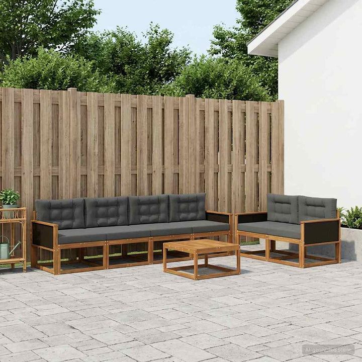 Udendørs sofagruppe med pude 7 pcs Naturlig og Antracit